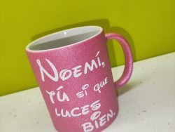 Taza brilli rosa con frase
